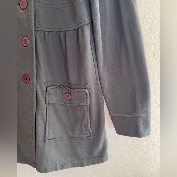 Prana Breathe Sylvia Jacket Gray with Purple Buttons Women's Size Large - Picture 6 of 12